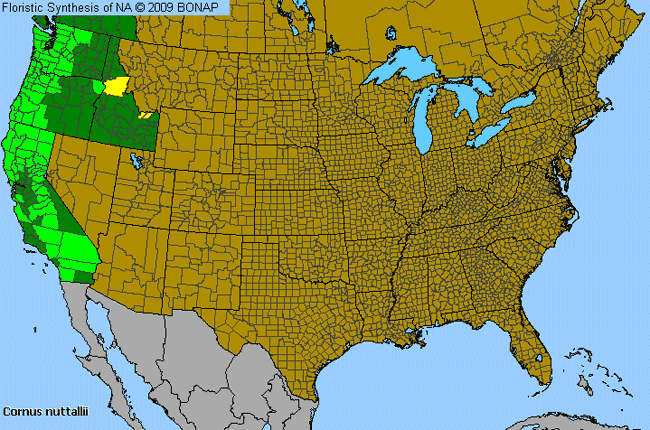 Allergies By County Map For Pacific Flowering Dogwood