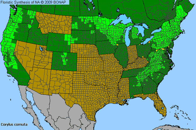 Allergies By County Map For Beaked Hazelnut