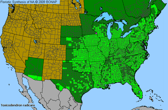 Allergies By County Map For Eastern Poison-Ivy