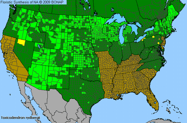 Allergies By County Map For Western Poison-Ivy